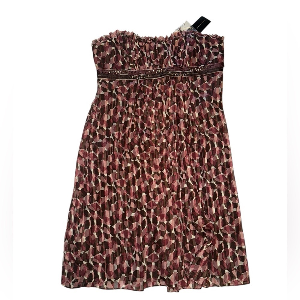 NWT BCBG Max Azria Strapless Beaded Waist 100% Silk Dress Sz 8 Orig $249 - Picture 2 of 6